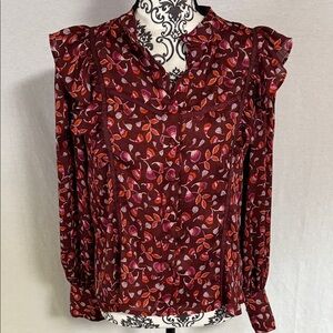 Dear John Women's Button Up
Floral Ruffle Top XS Beautiful Career Wear